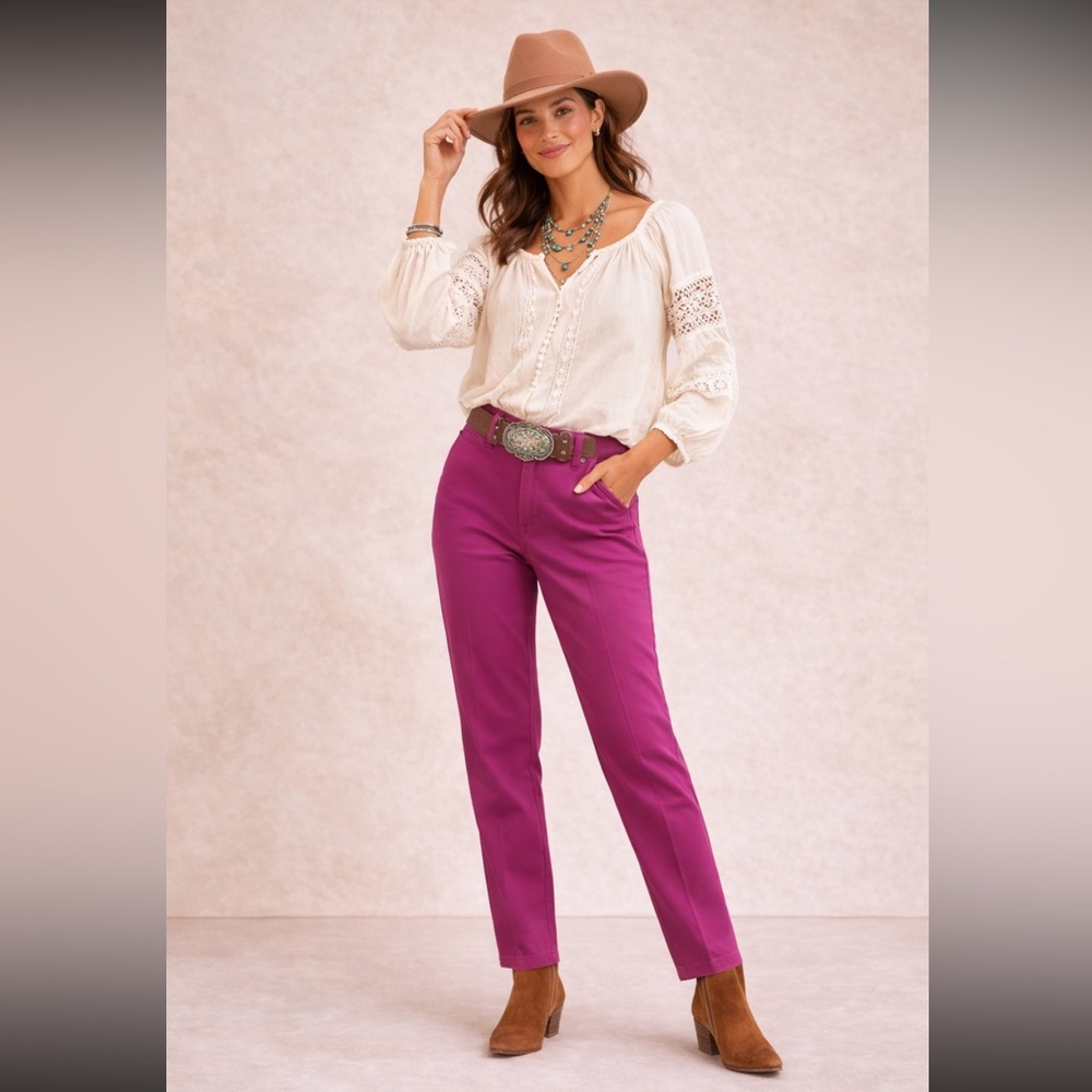 Vintage 90s Wrangler Pink Jeans Made in USA High Rise Straight Leg Size 3